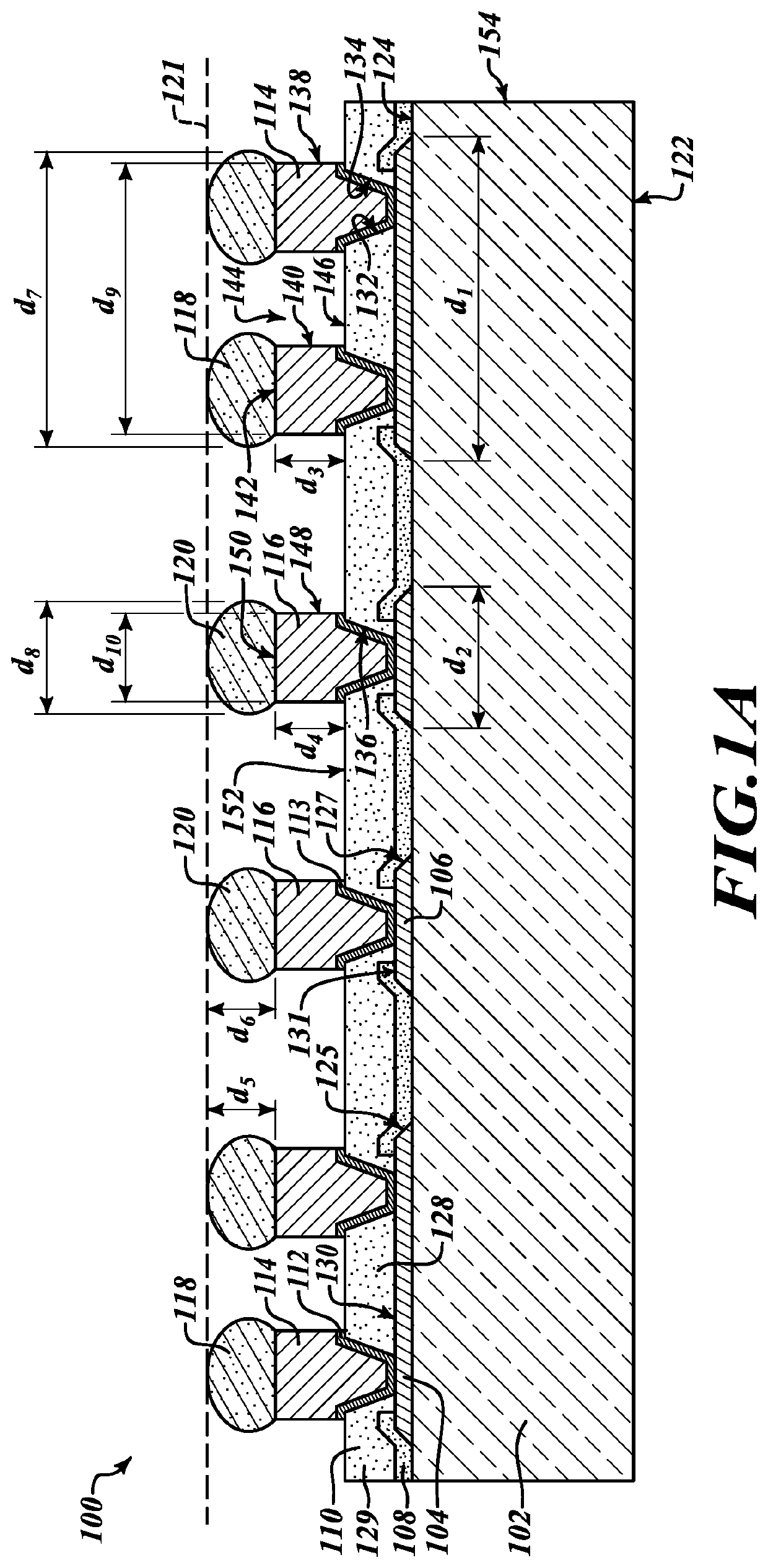 Coplanar bump contacts of differing sizes