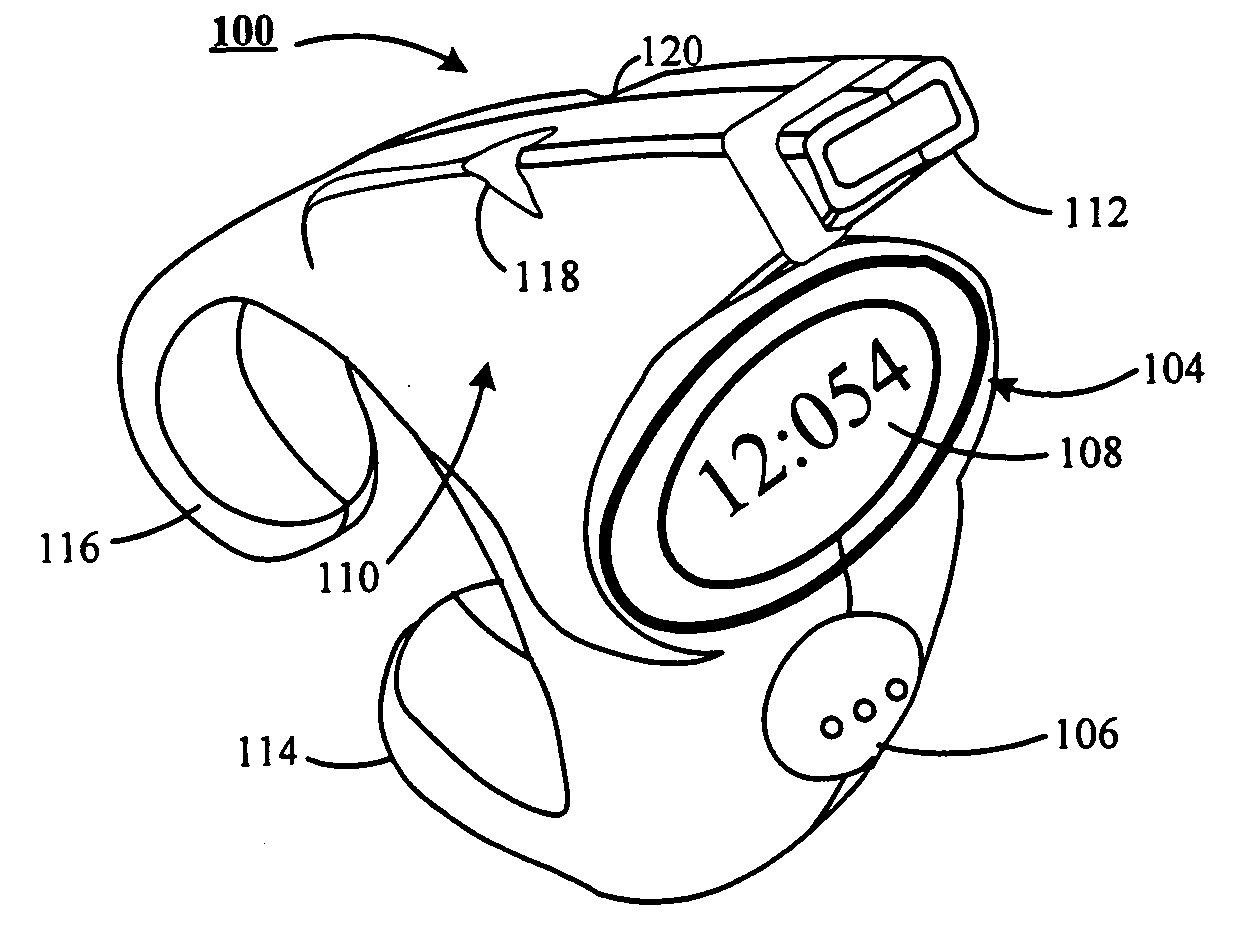 Ring mounted combination whistle and stopwatch