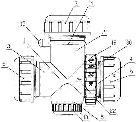 Five-way plastic valve for drilling hole during gas extraction, and installation and use method thereof