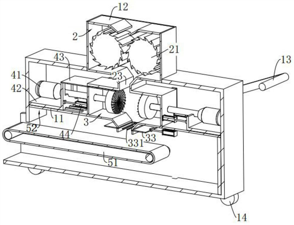 Landscaping waste sorting and breaking device and breaking method applying device