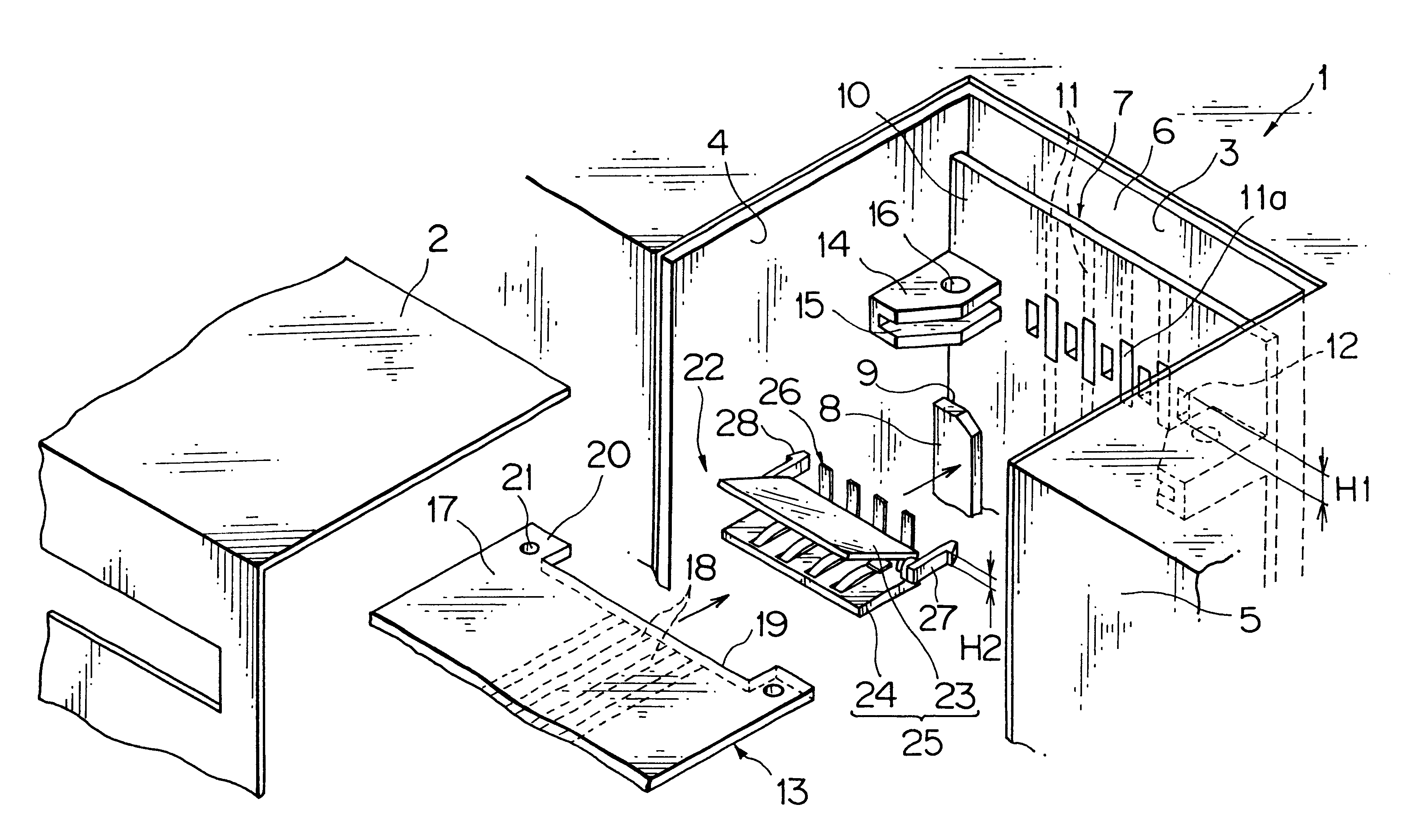 Connector and a connecting structure of circuit boards therewith