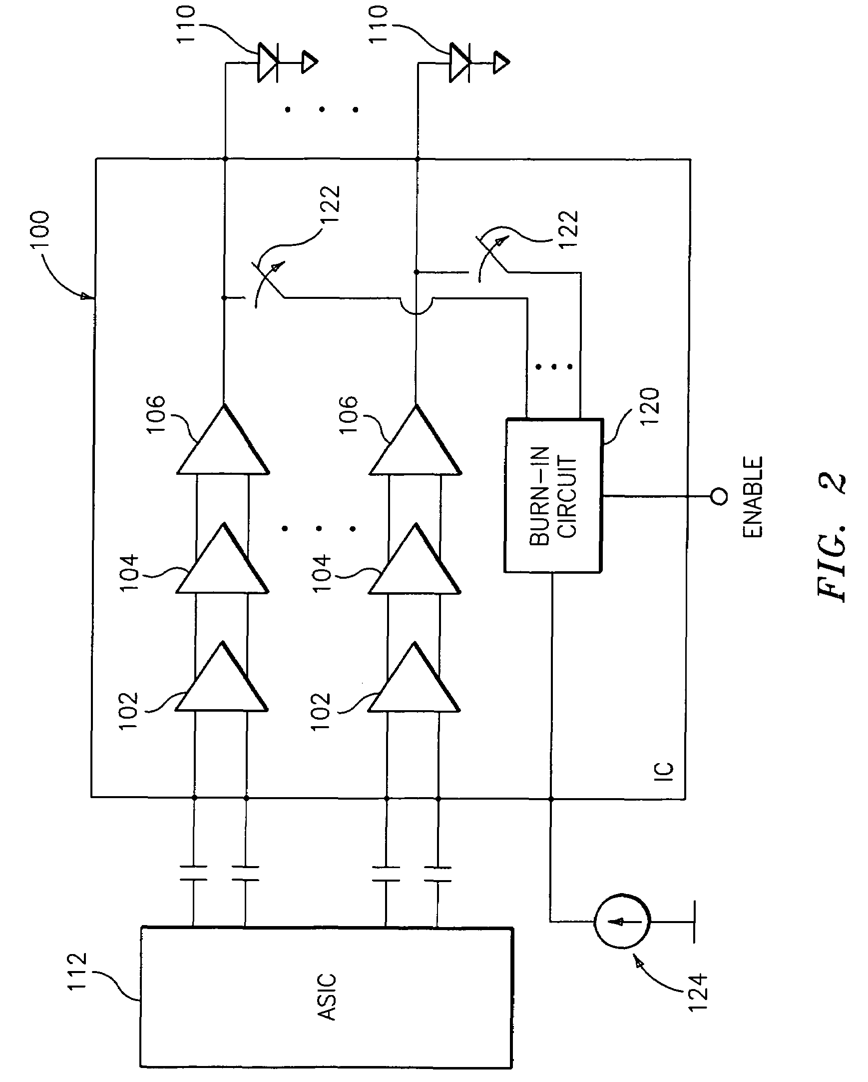 Integrated circuit having on-chip laser burn-in circuit