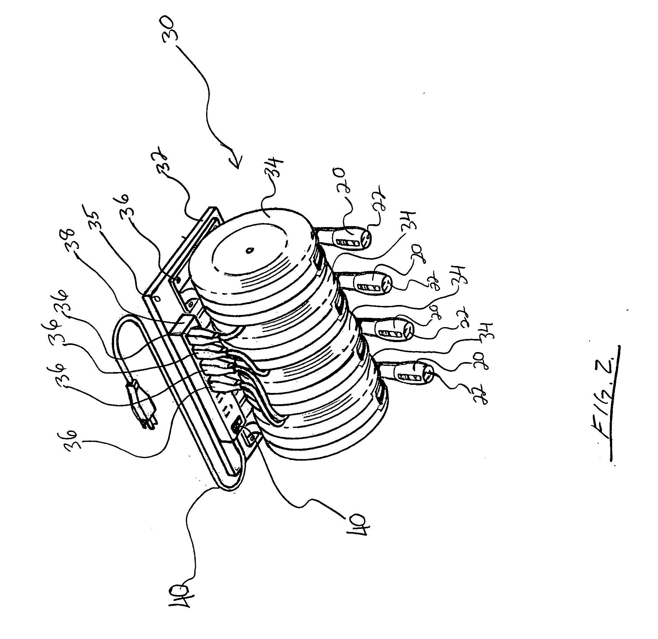 Overhead storage device for electrical tools and method of creating a work zone