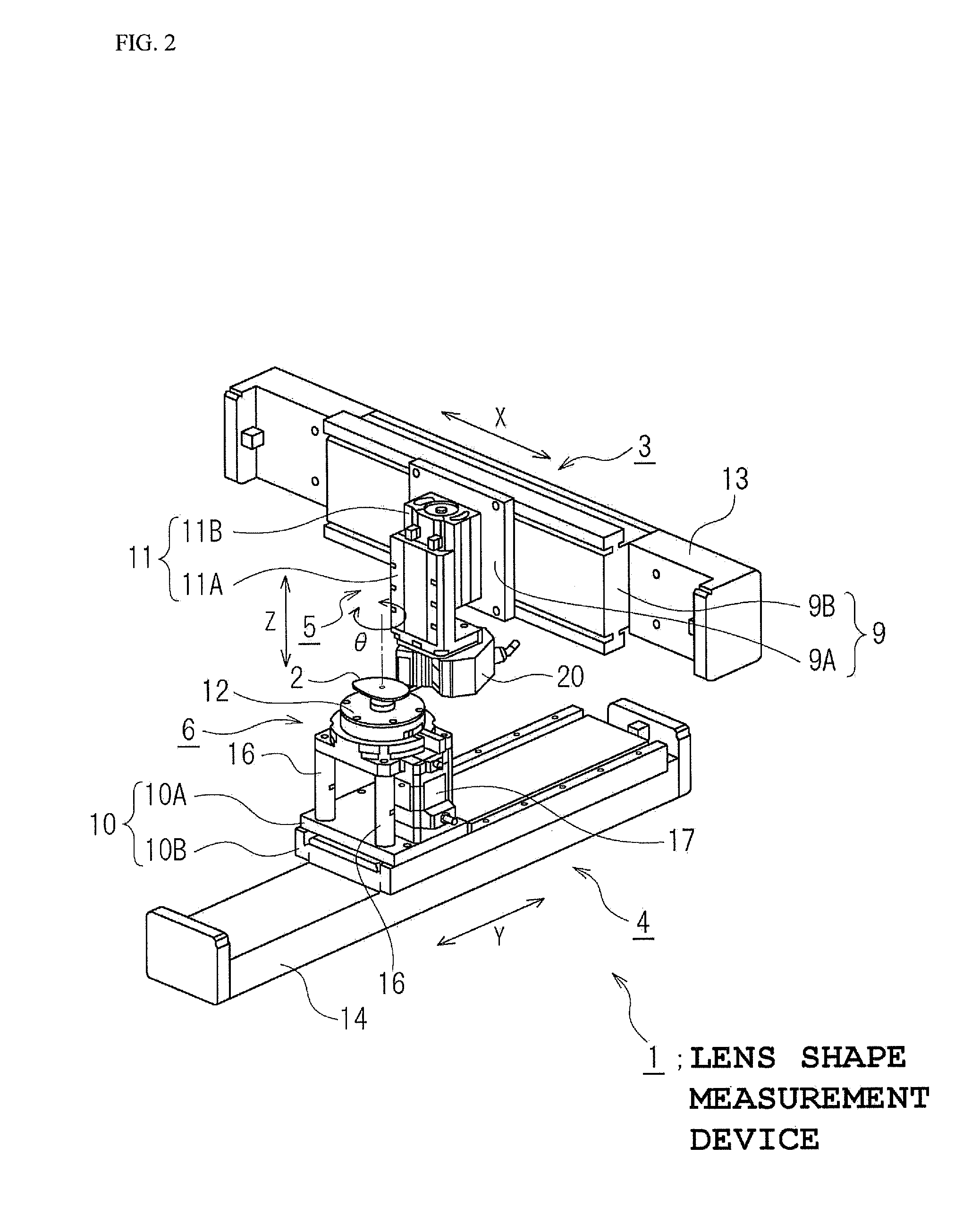 Lens shape measurement device