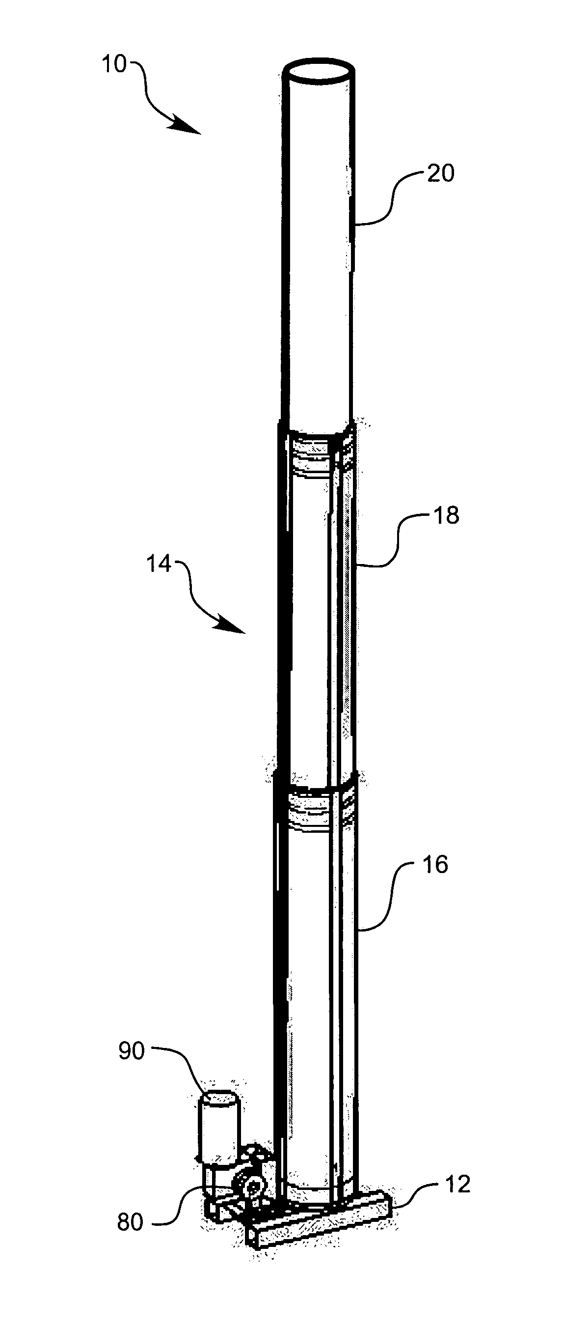 Mechanical lift, fully nesting, telescoping mast