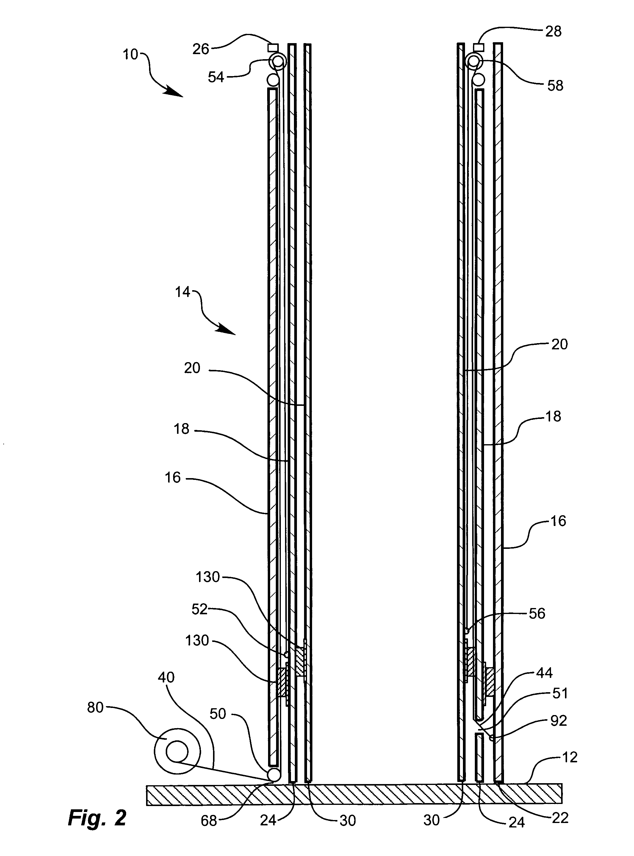 Mechanical lift, fully nesting, telescoping mast