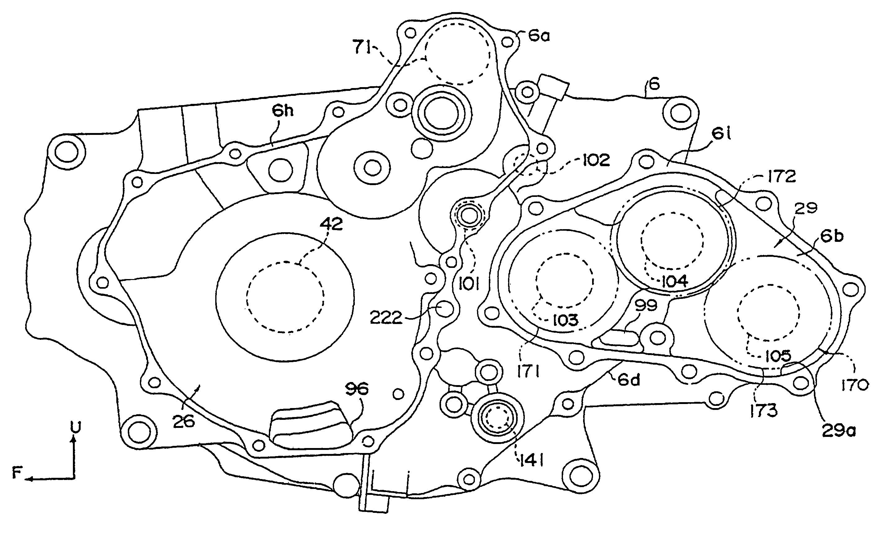 Vehicle power unit with improved lubrication oil recovery structure