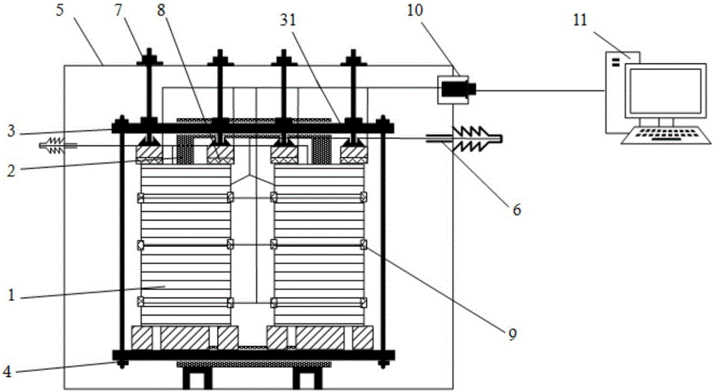 Winding force-adjustable test transformer