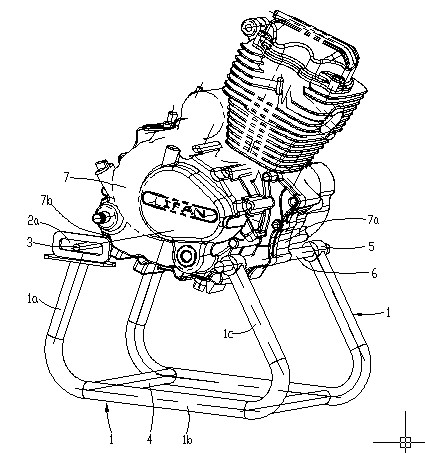 Vertical type engine exhibition frame