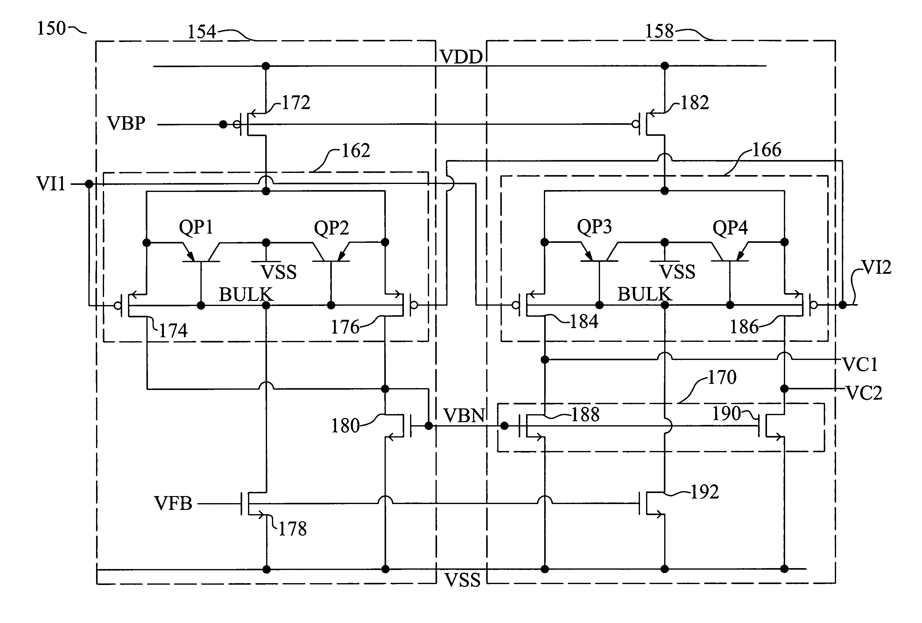 Differential gain stage for low voltage supply