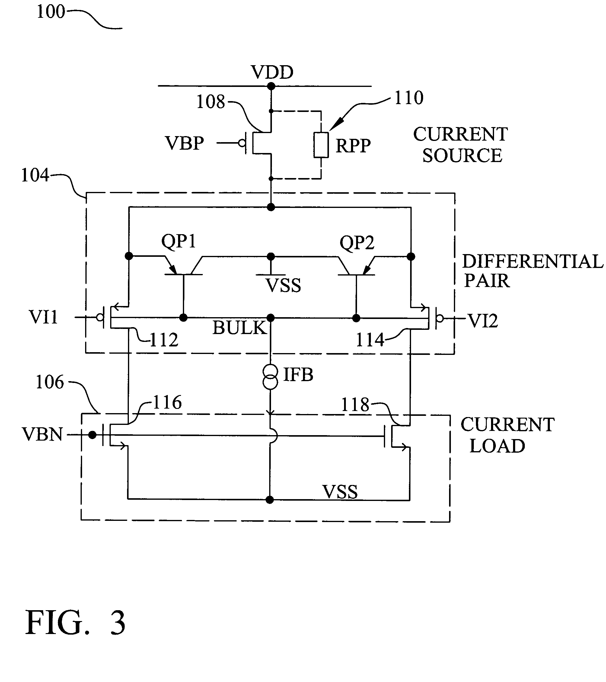 Differential gain stage for low voltage supply