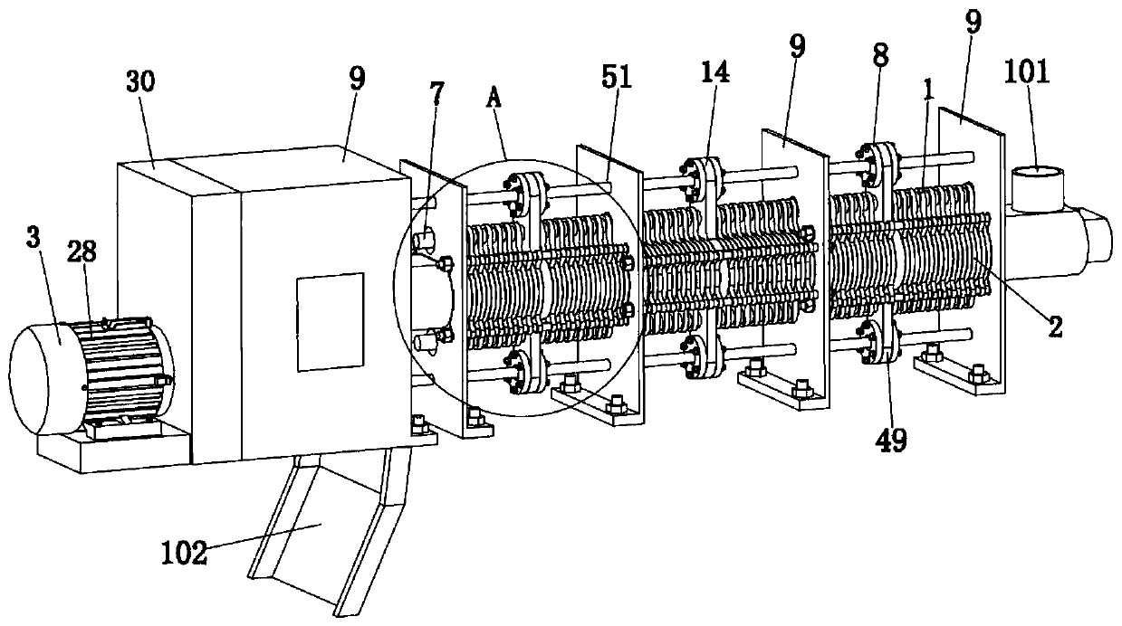 Reciprocating type laminated spiral solid-liquid separator