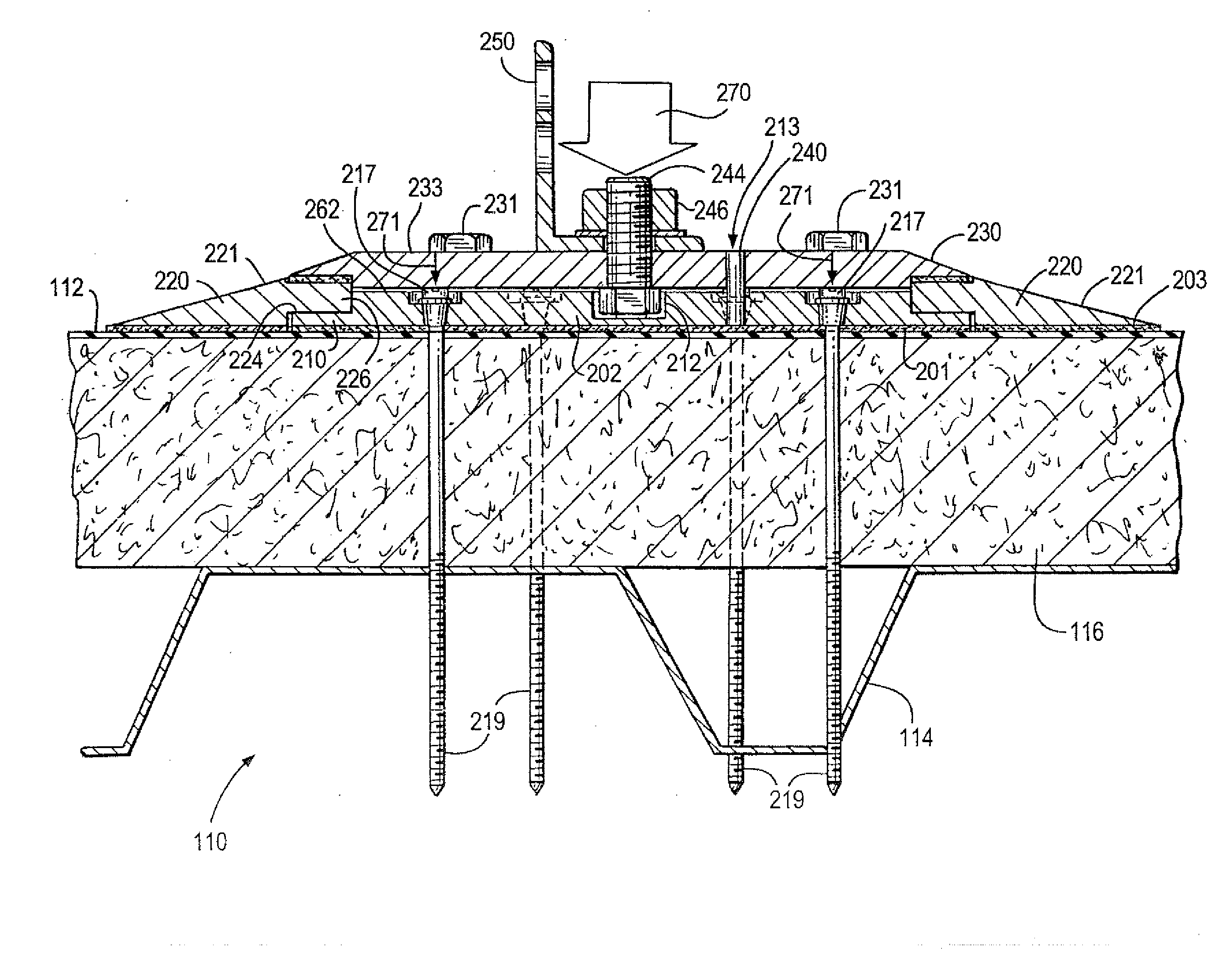 Non-invasive roof mounting adaptor and method for installing same