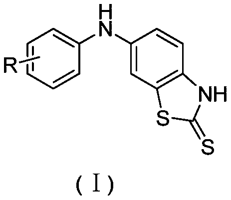 Substituted anilino-benzothiazole-2-thioketone compound as well as preparation method and application thereof