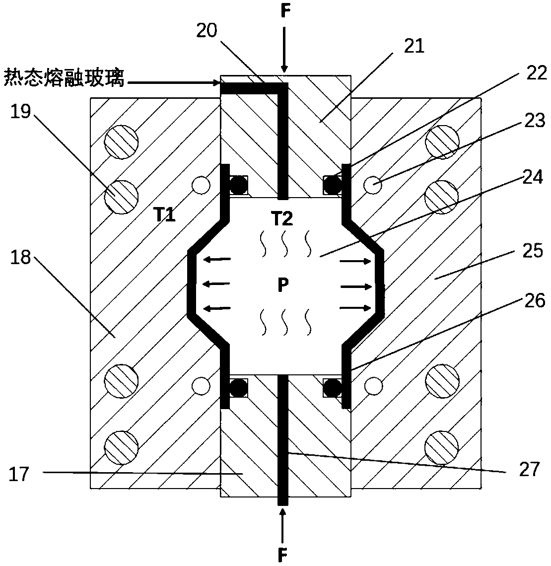 Pipe hot medium internal pressure forming method based on molten glass