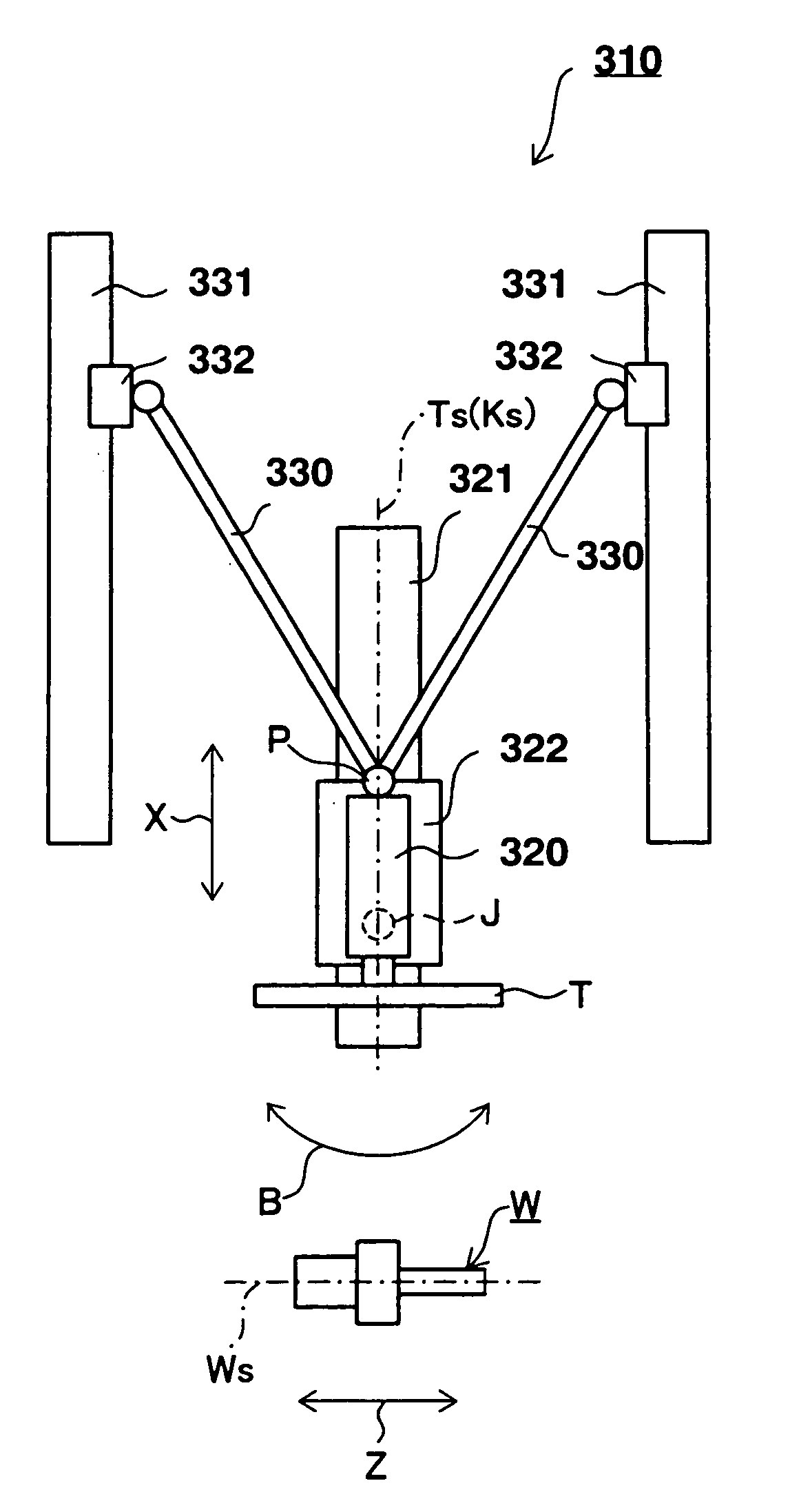 Cylindrical grinder, and mechanism for producing relative movement between grinding wheel and workpiece in cylindrical grinder