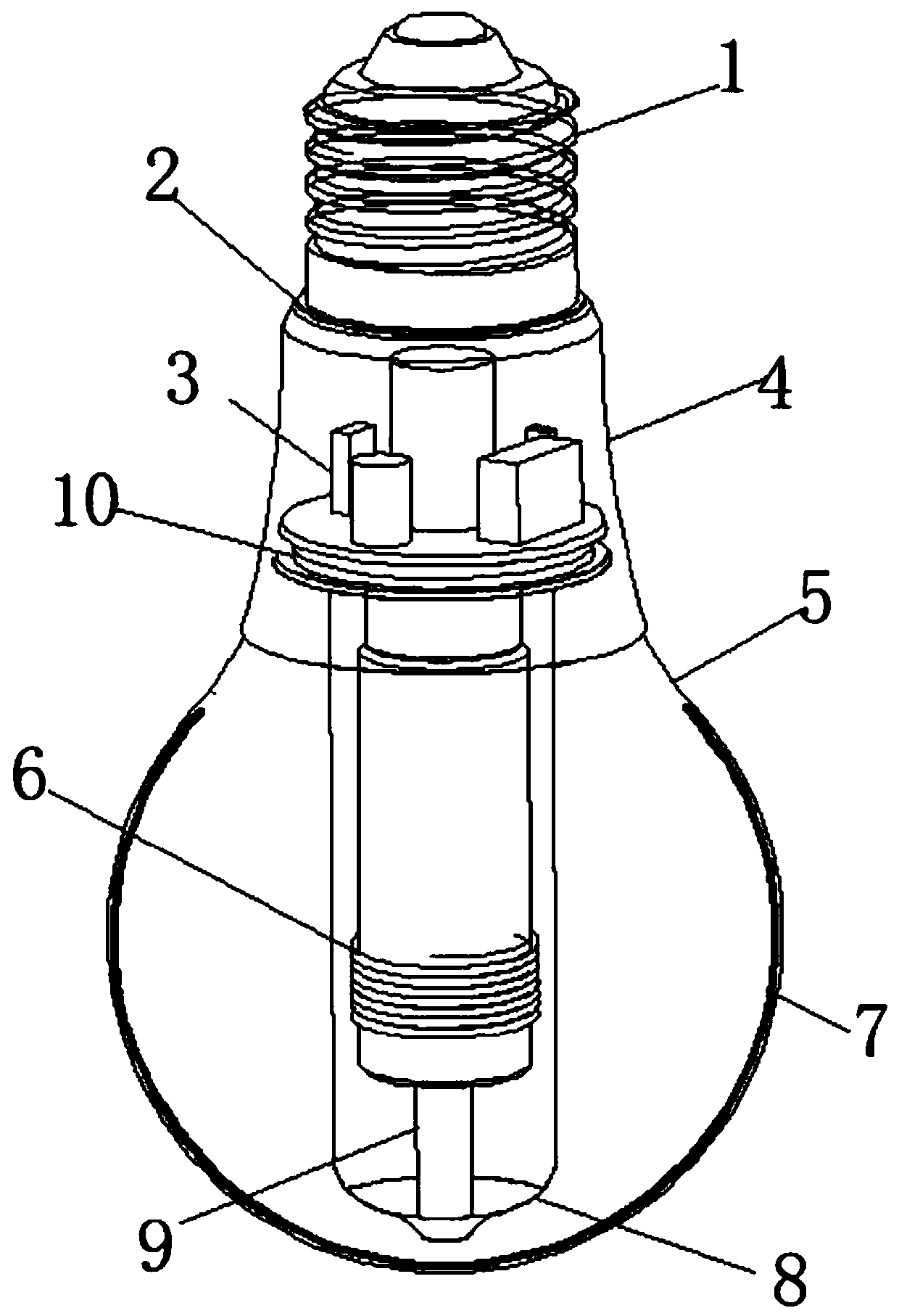 Self-ballasted integrated high-frequency internal coupling eye protection lamp and preparation method thereof