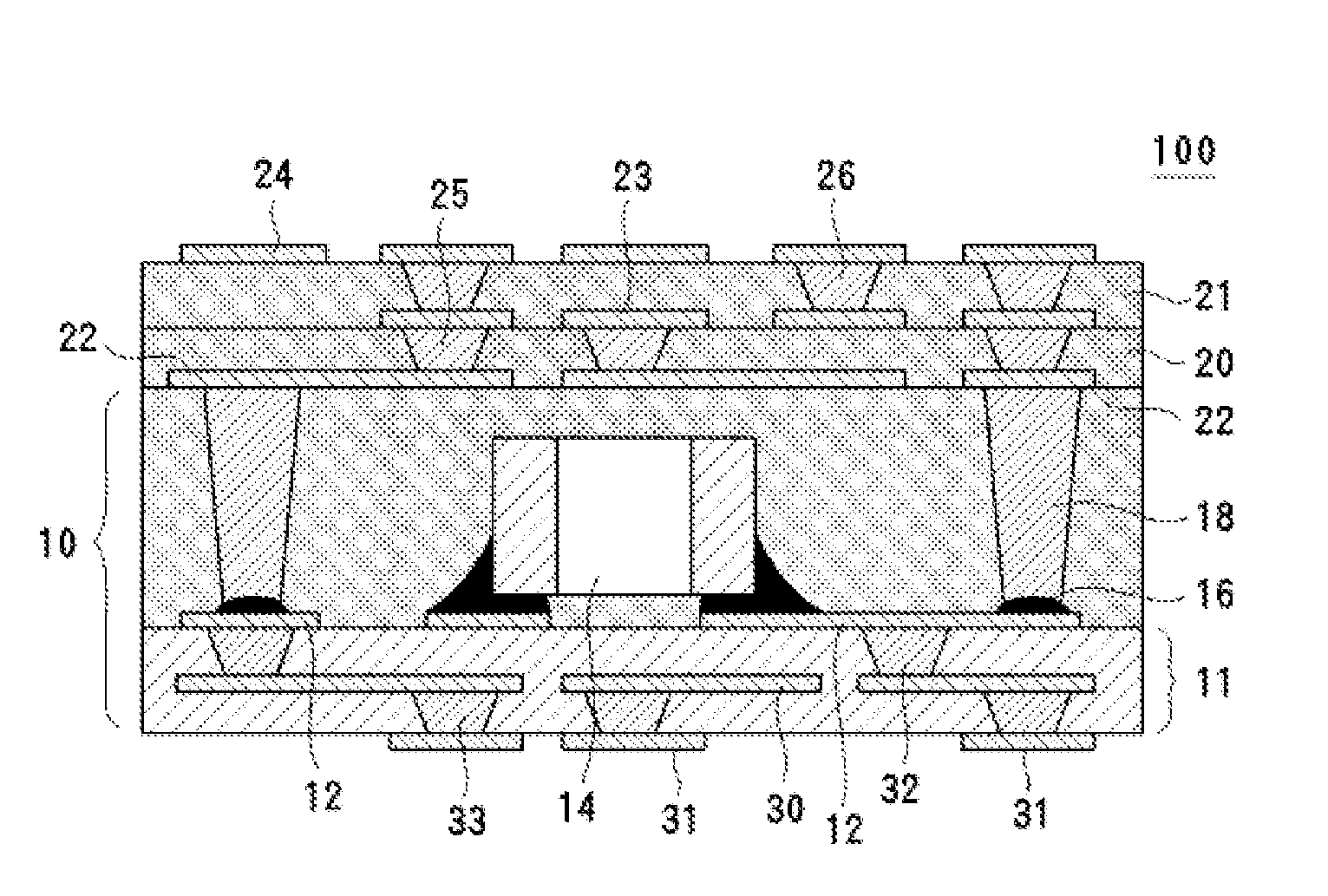 Method of forming hole for interlayer connection conductor, method of producing resin substrate and component-incorporated substrate, and resin substrate and component-incorporated substrate