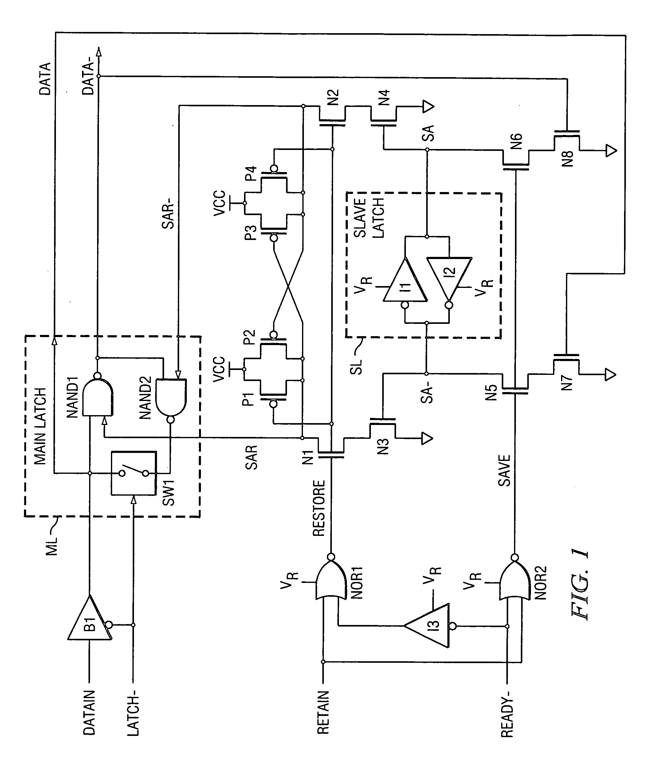 Ultra low-power data retention latch