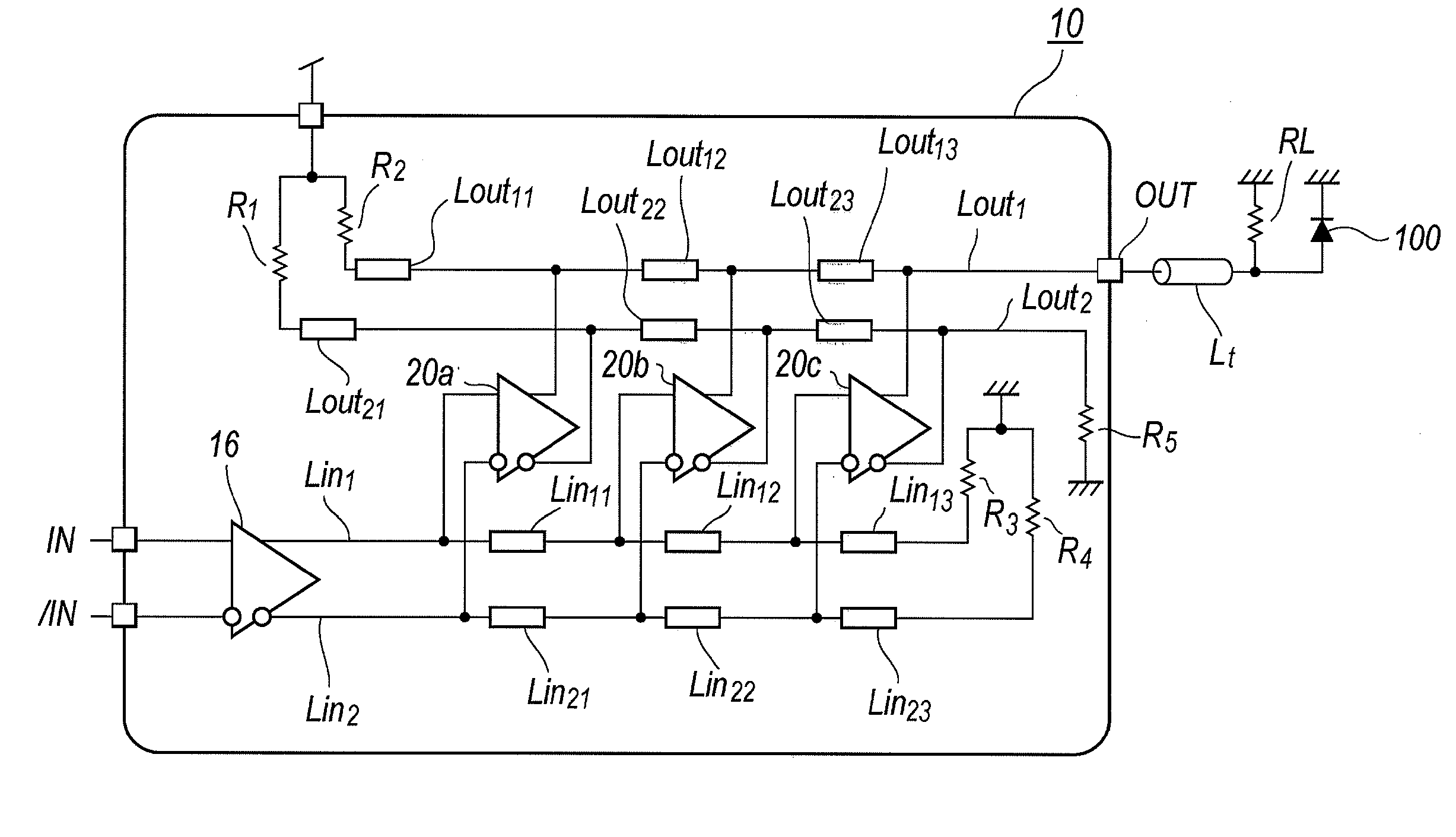 Traveling wave amplifier with suppressed jitter