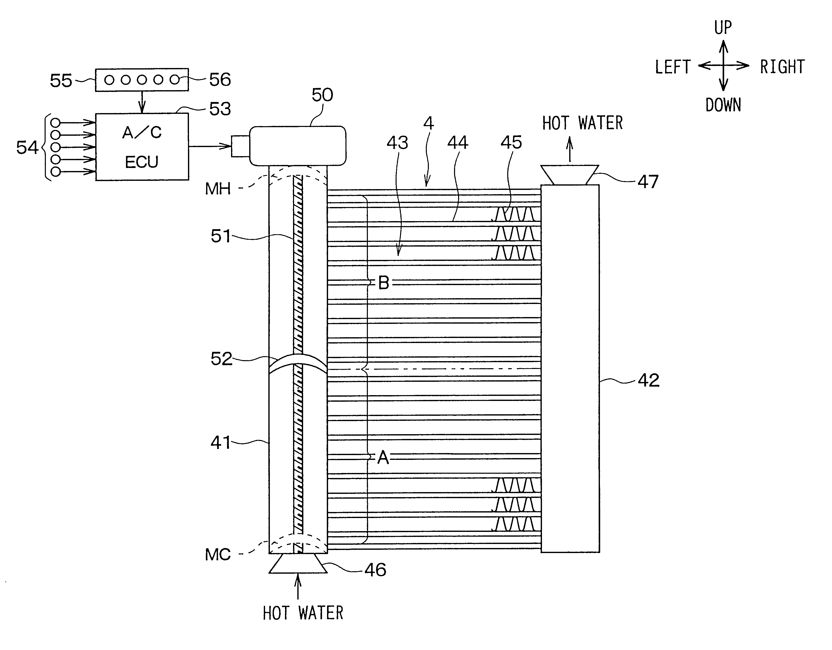 Vehicle air conditioner with flow area adjustment of fluid in heating heat exchanger