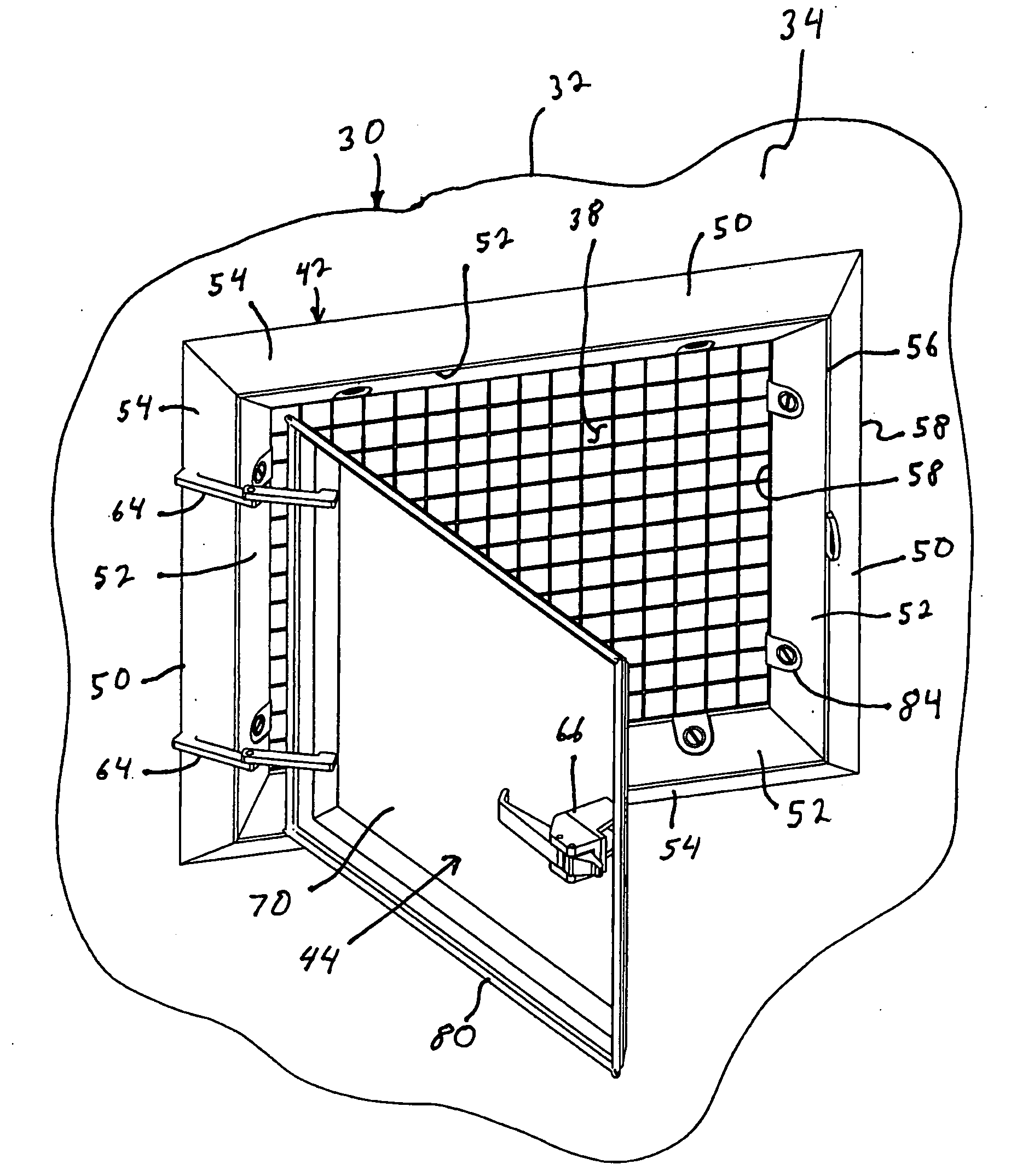 Dust Buildup Resistant Access Door and Door Frame of a Bulk Material Handling System