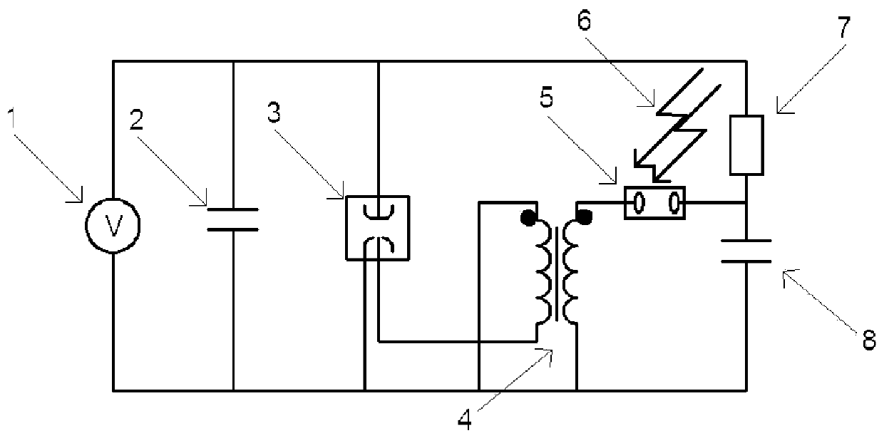 Integrated weak light triggering gas switch circuit based on transformer and working method thereof