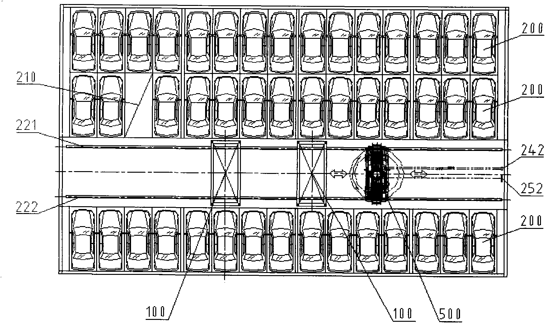 Full automatic planar movement class mechanical type three-dimensional parking garage