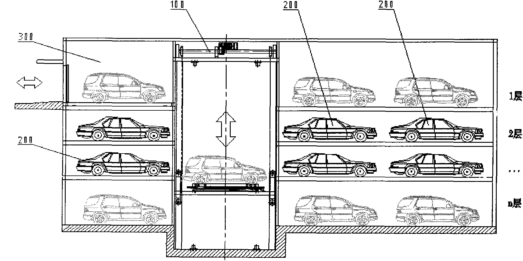 Full automatic planar movement class mechanical type three-dimensional parking garage