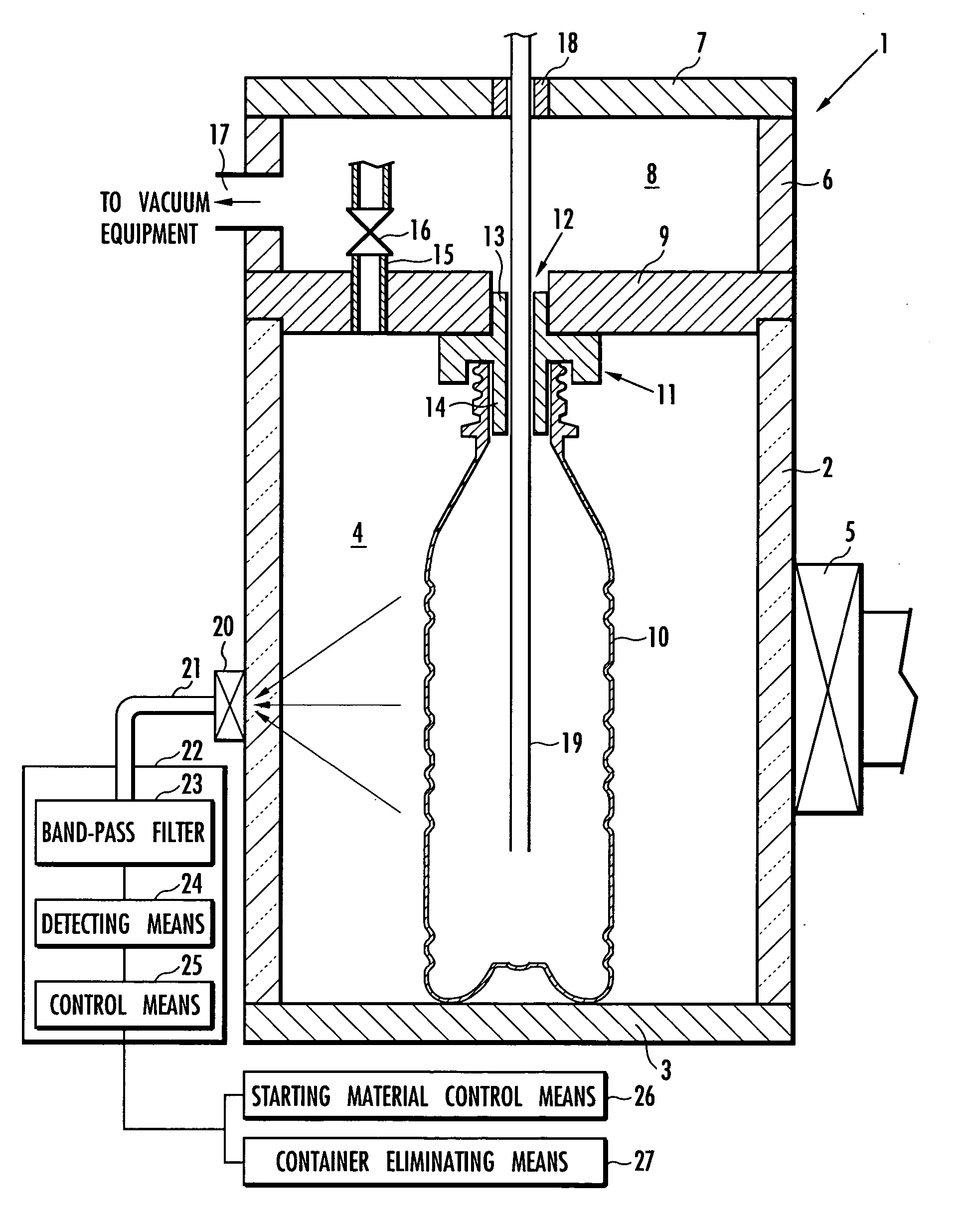 Plastic containers coated on the inner surface and process for production thereof