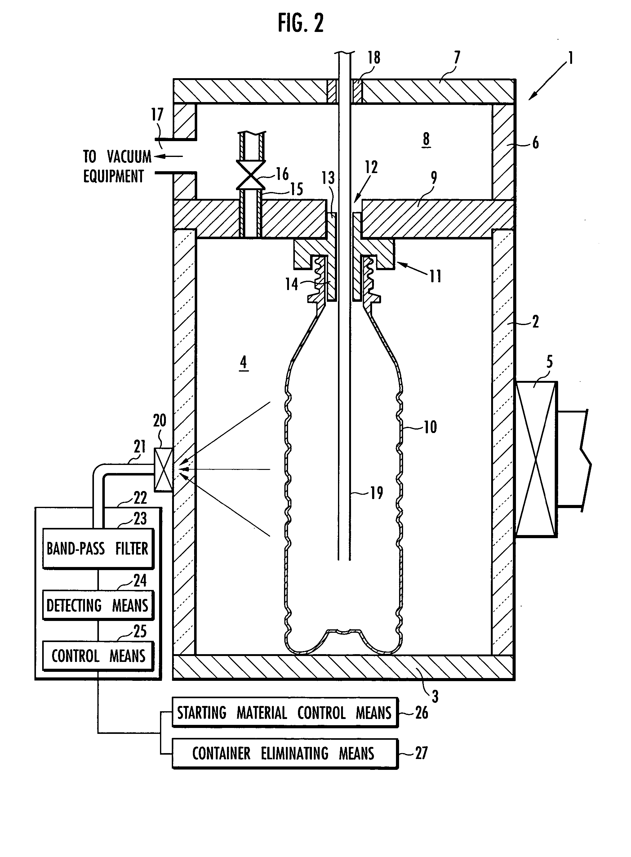 Plastic containers coated on the inner surface and process for production thereof