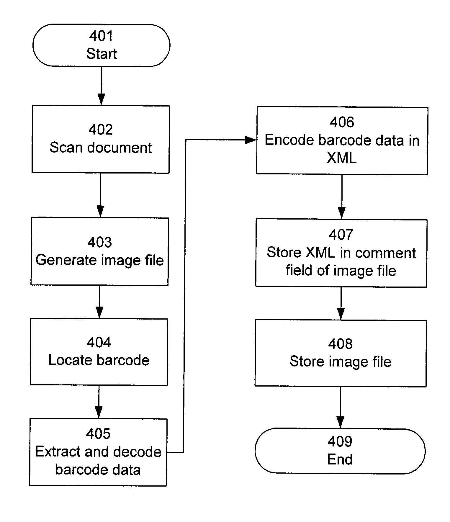 Embedding barcode data in an auxiliary field of an image file