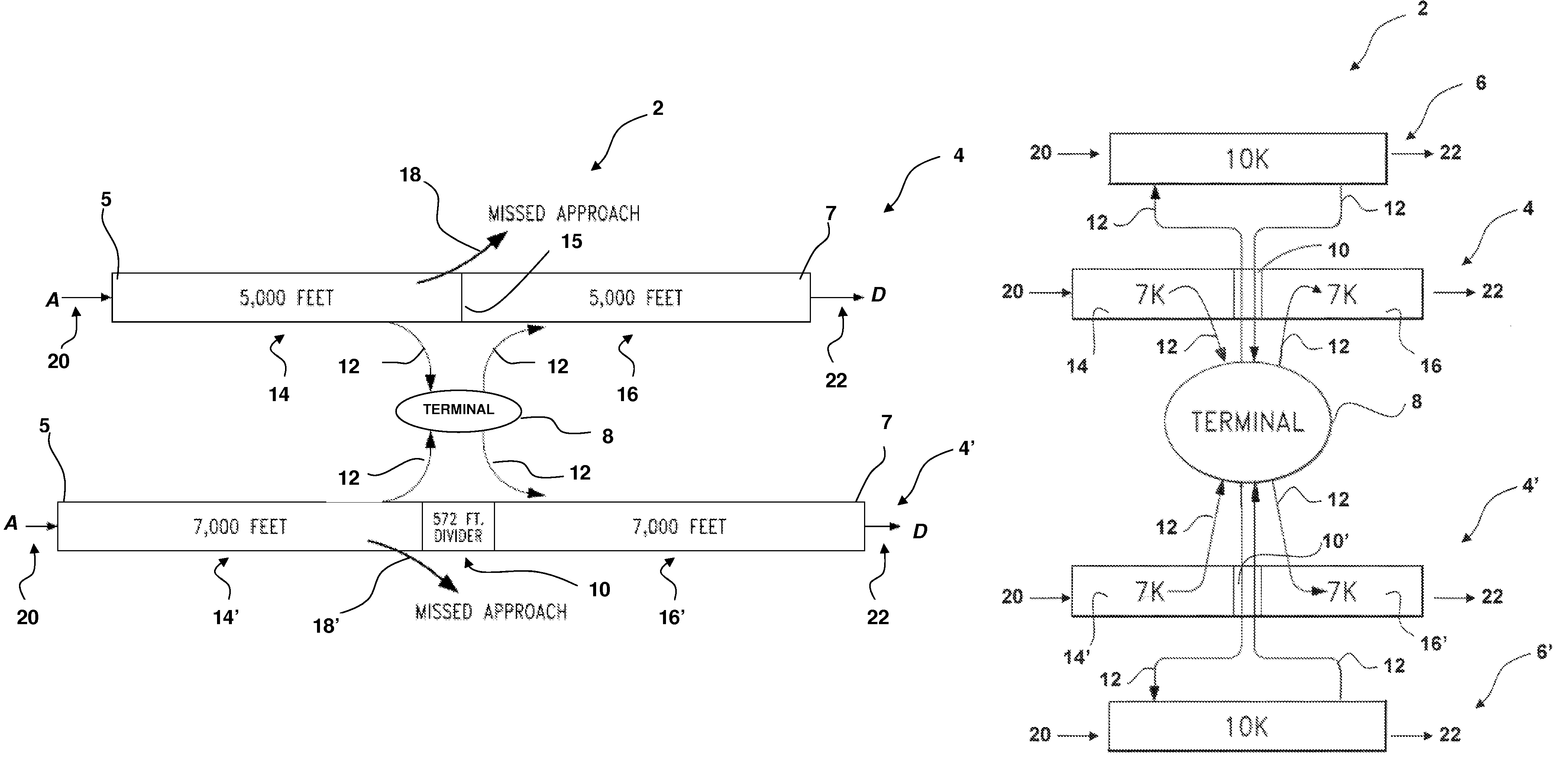 Safe runway aircraft arrival and departure system using split runway design