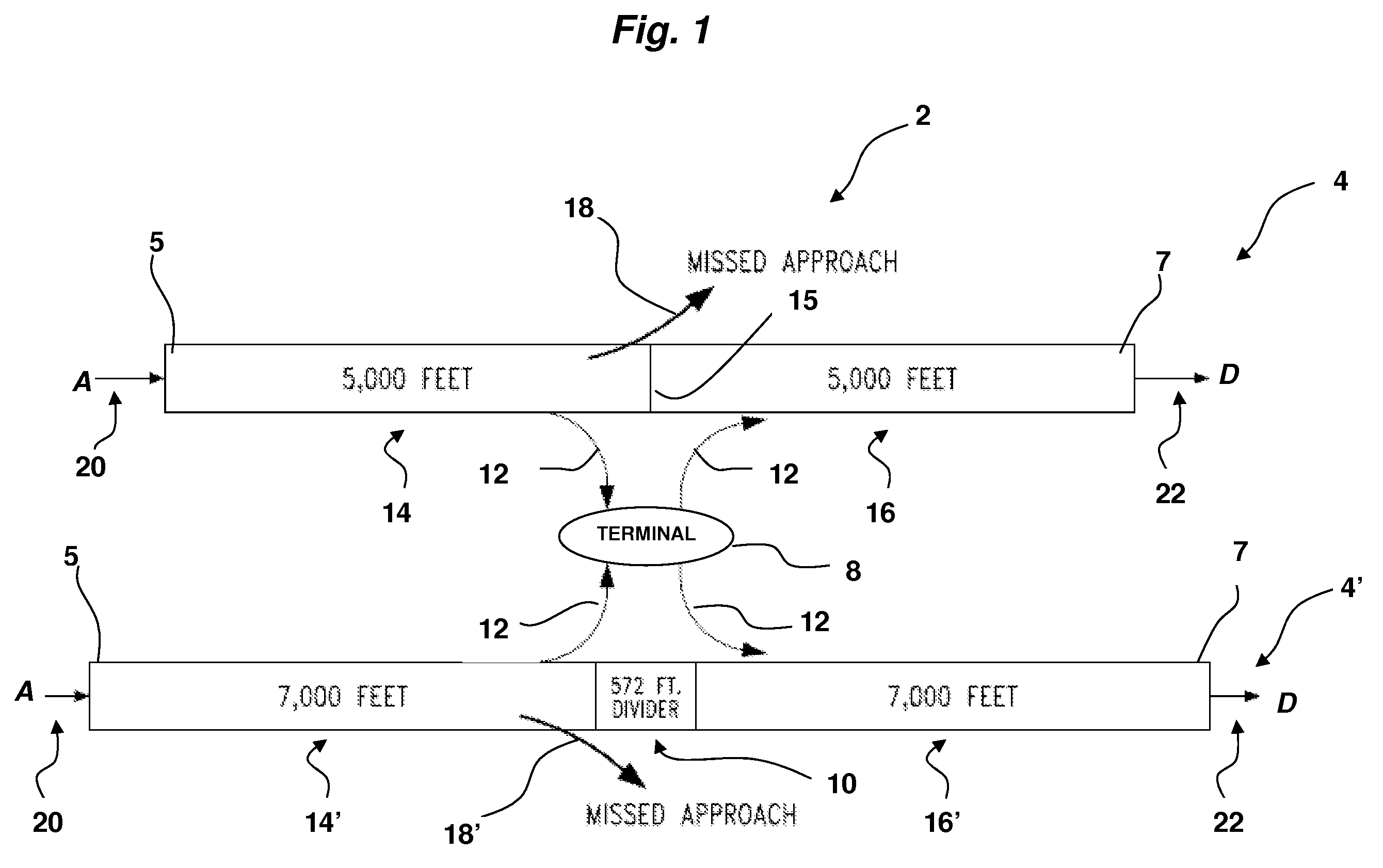 Safe runway aircraft arrival and departure system using split runway design