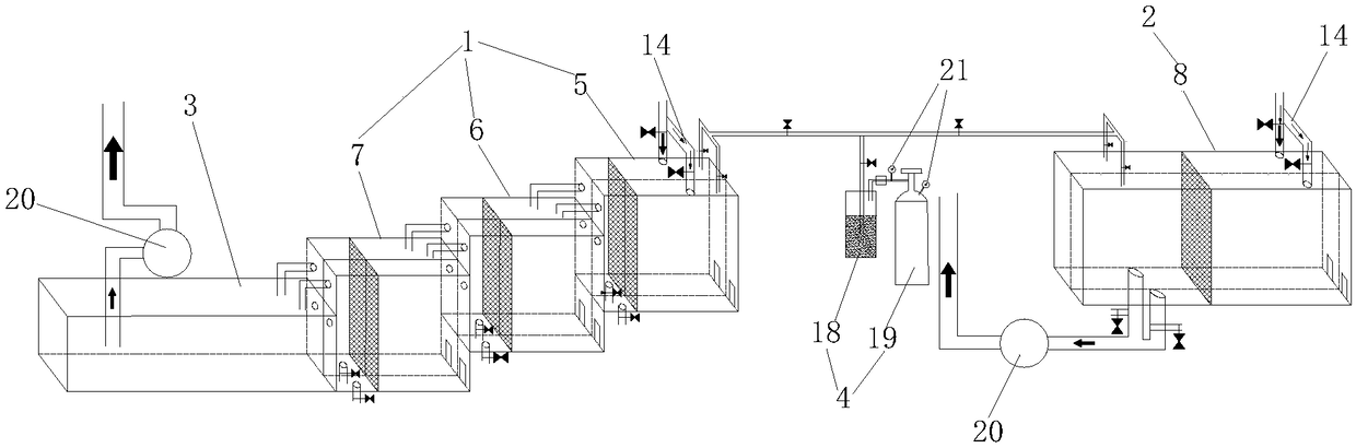 Gas, water and coal fine separating and collecting and water purification circulated processing test device