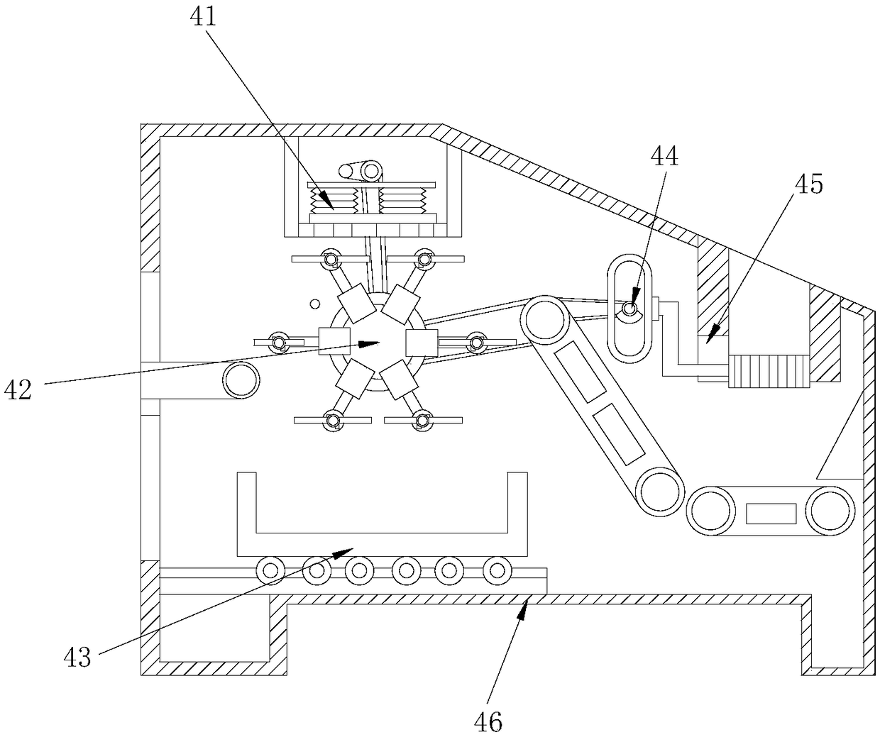 Plastic particle feeding device of plastic extruding machine for cable processing