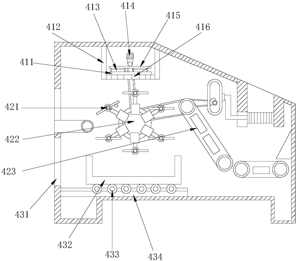 Plastic particle feeding device of plastic extruding machine for cable processing