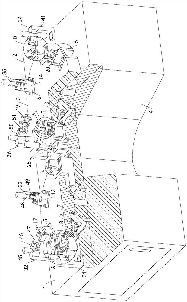 Multi-station machining equipment for anti-explosion self-locking leveraging wrench