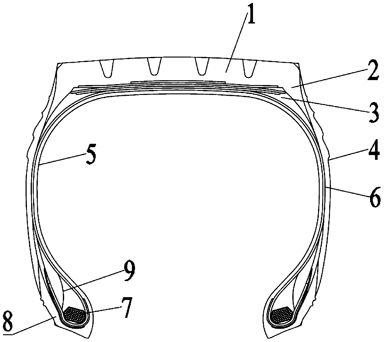 Truck radial tire body structure