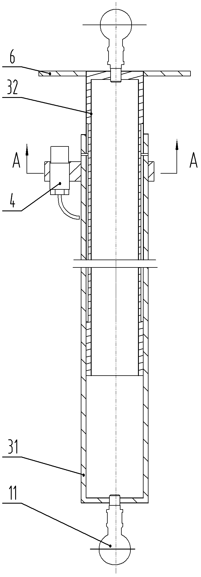 Telescopic parallel pull rod type device used for measuring spatial six-degree-of-freedom motion