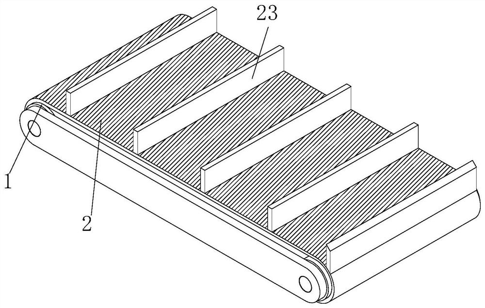 A multi-stage partition conveyor belt structure for food processing