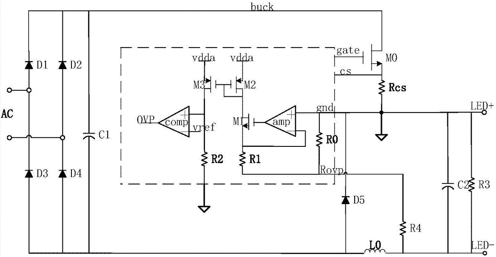 Output overvoltage protection circuit based on floating ground BUCK architecture