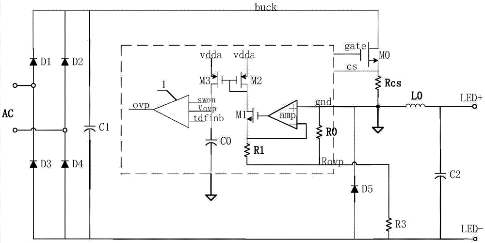 Output overvoltage protection circuit based on floating ground BUCK architecture