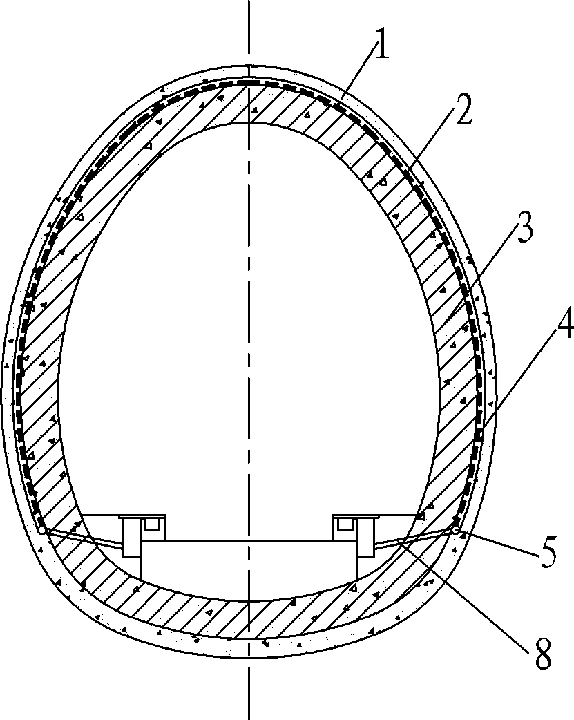 Structure for preventing water at back of tunnel lining from longitudinally streaming