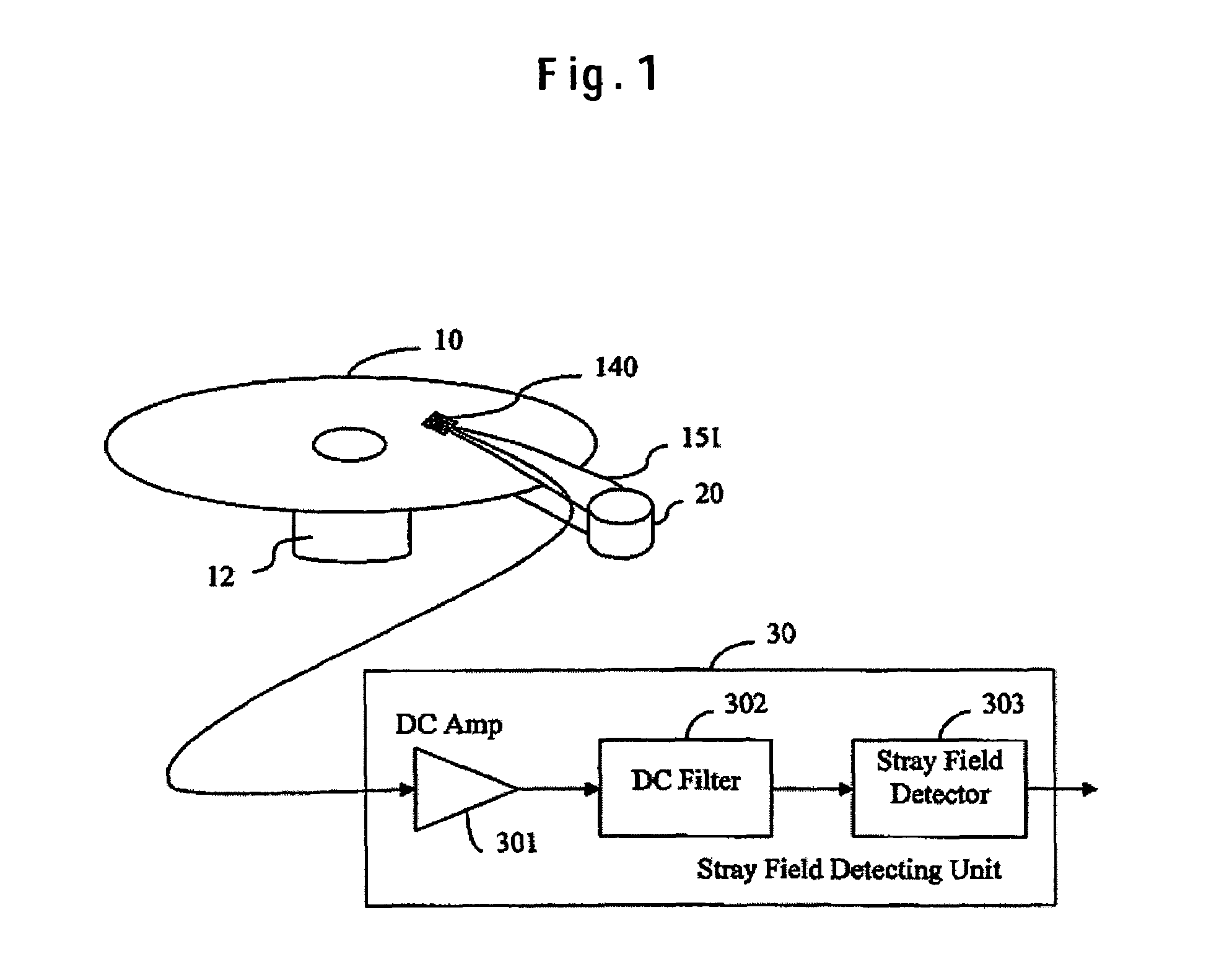 Stray field detector, magnetic disk drive, and method of head escaping