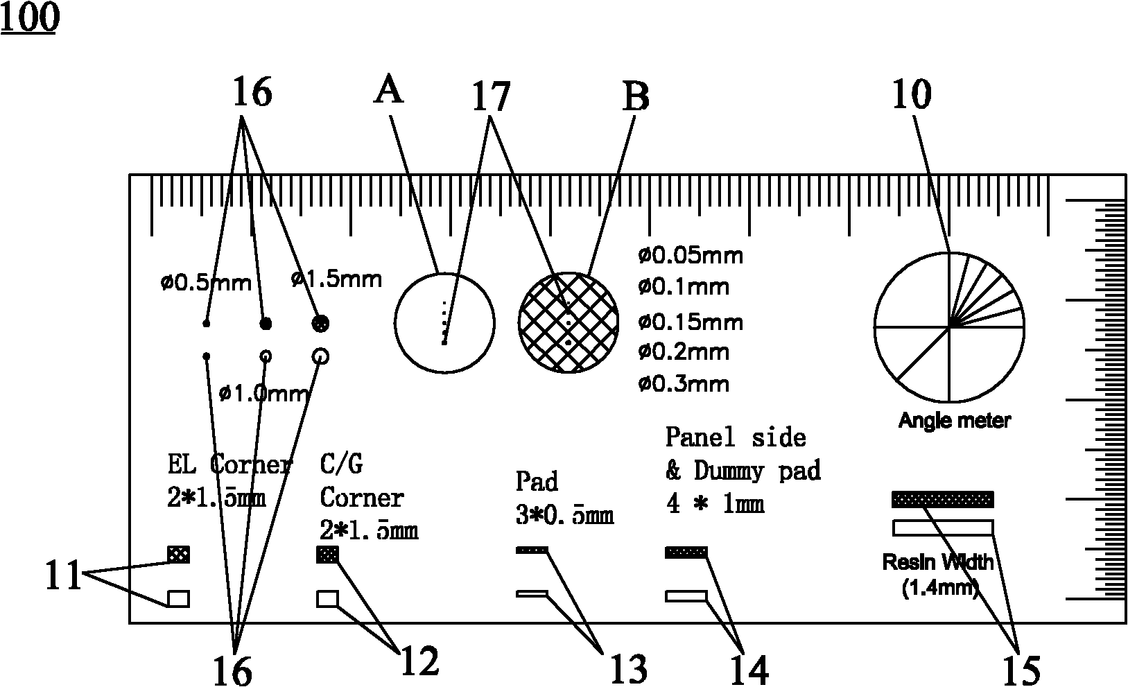 Panel defect measuring ruler of organic light-emitting display