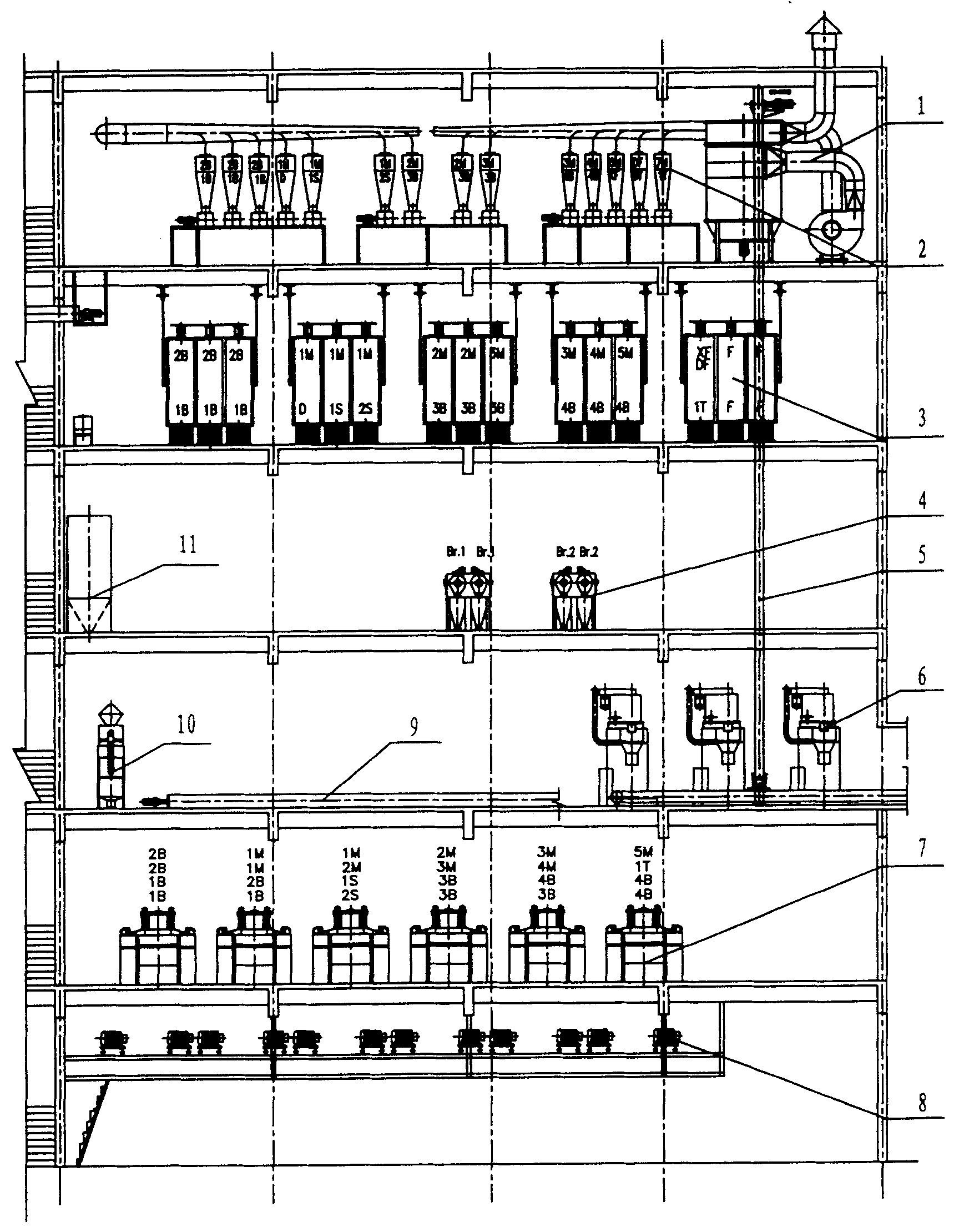 Wheat flour processing technology for starch alcohol industry and production device