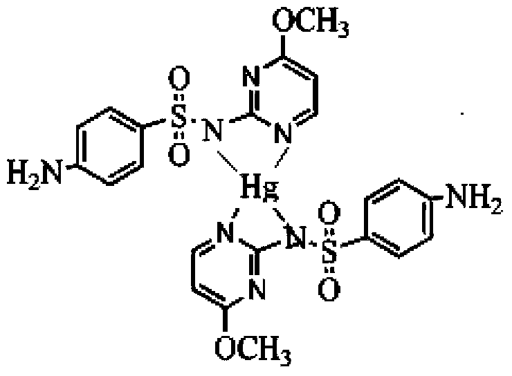 Mercuric sulfamonomethoxine and preparation method thereof