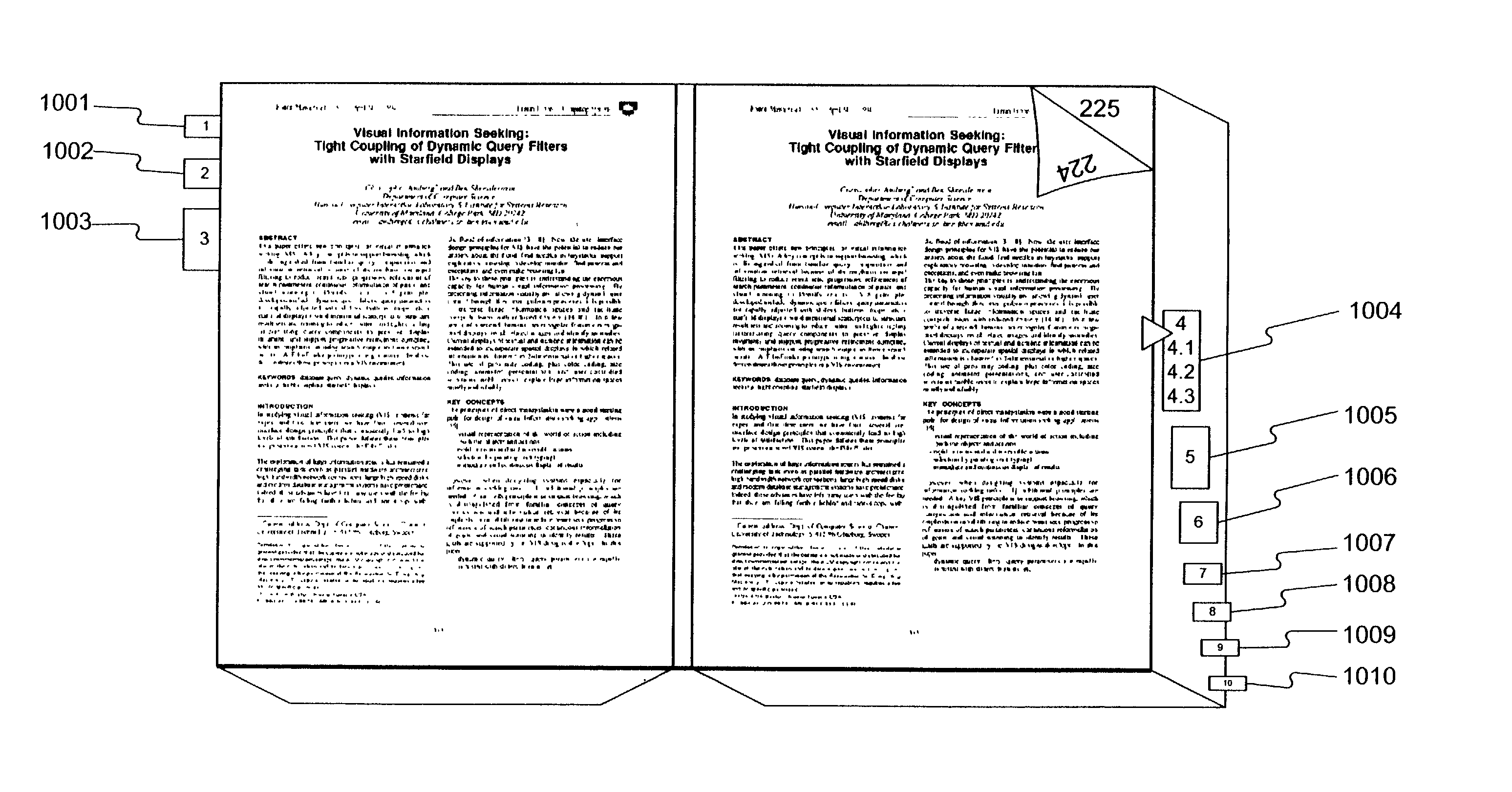 Navigation methods, systems, and computer program products for virtual three-dimensional books