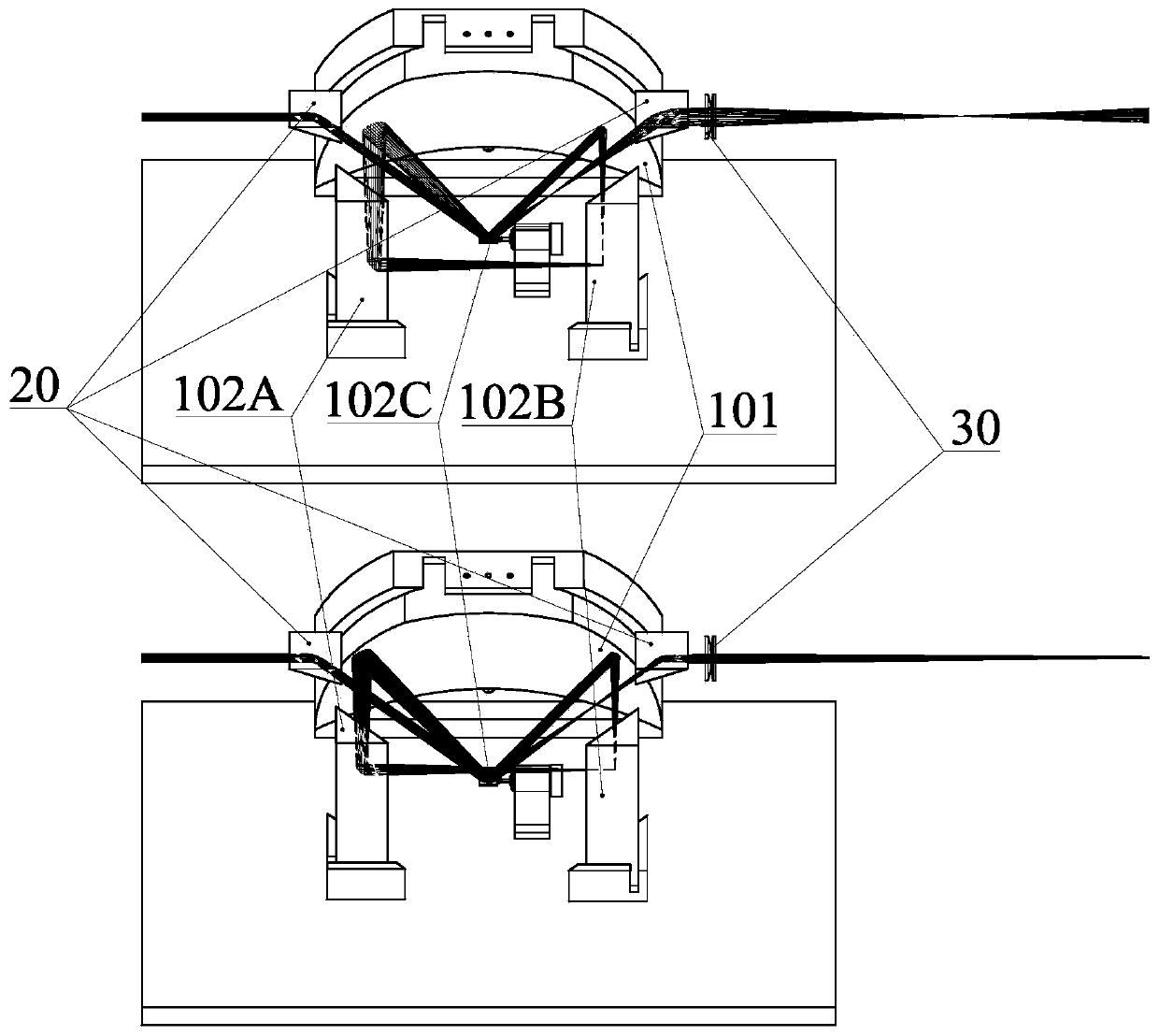 Laser dynamic focusing system based on paraboloid reflector folded light path